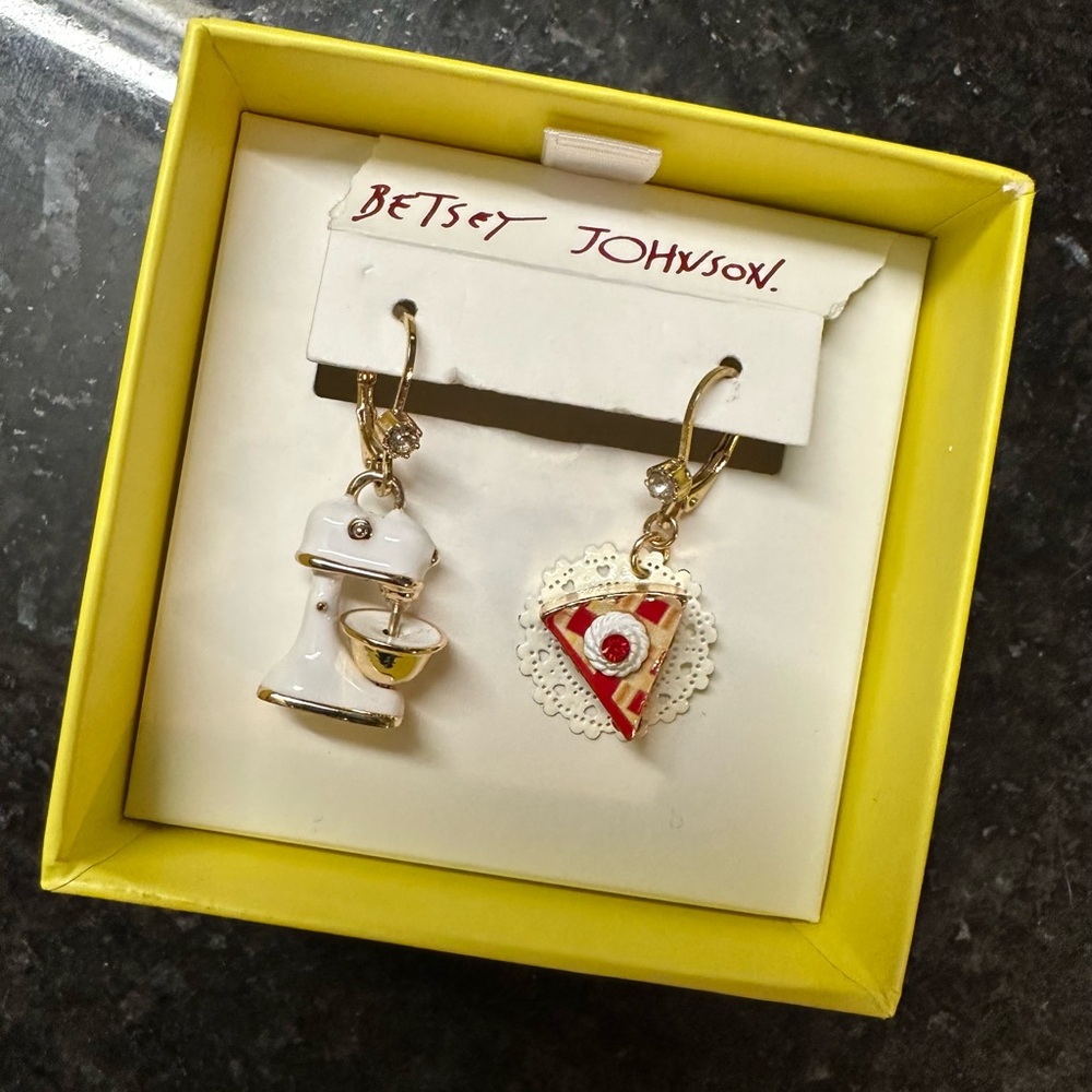 Betsy Johnson Mixer and Pie Slice Earrings
